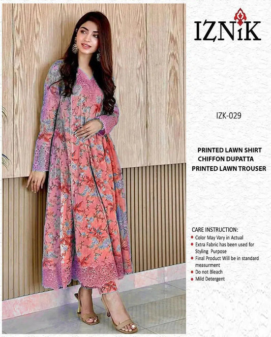 3 Pcs Women's Unstitched Printed Suit
