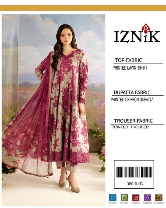 3 Pcs Women's Unstitched Printed Suit