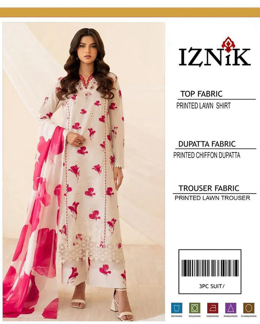 3 Pcs Women's Unstitched Printed Suit